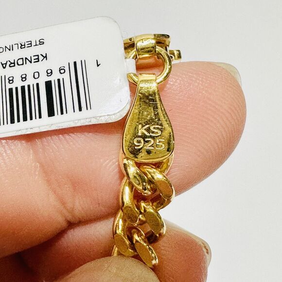 Kendra Scott Elisa 18k Gold Vermeil Red Tigers Eye Curb Chain Necklace NWT $400 - Picture 6 of 8